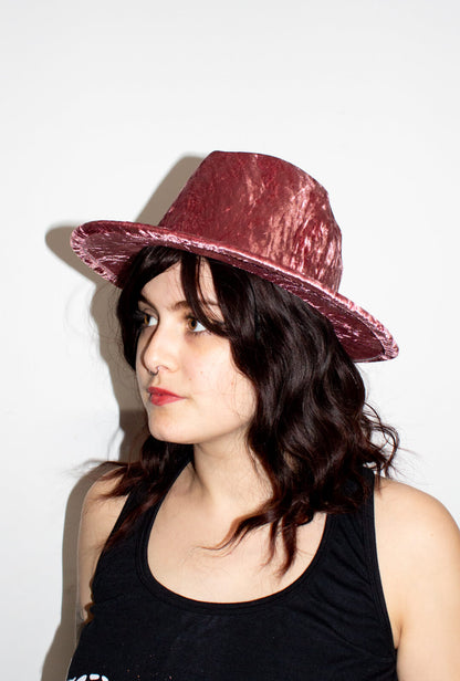 Pink Velvet Fedora Hat