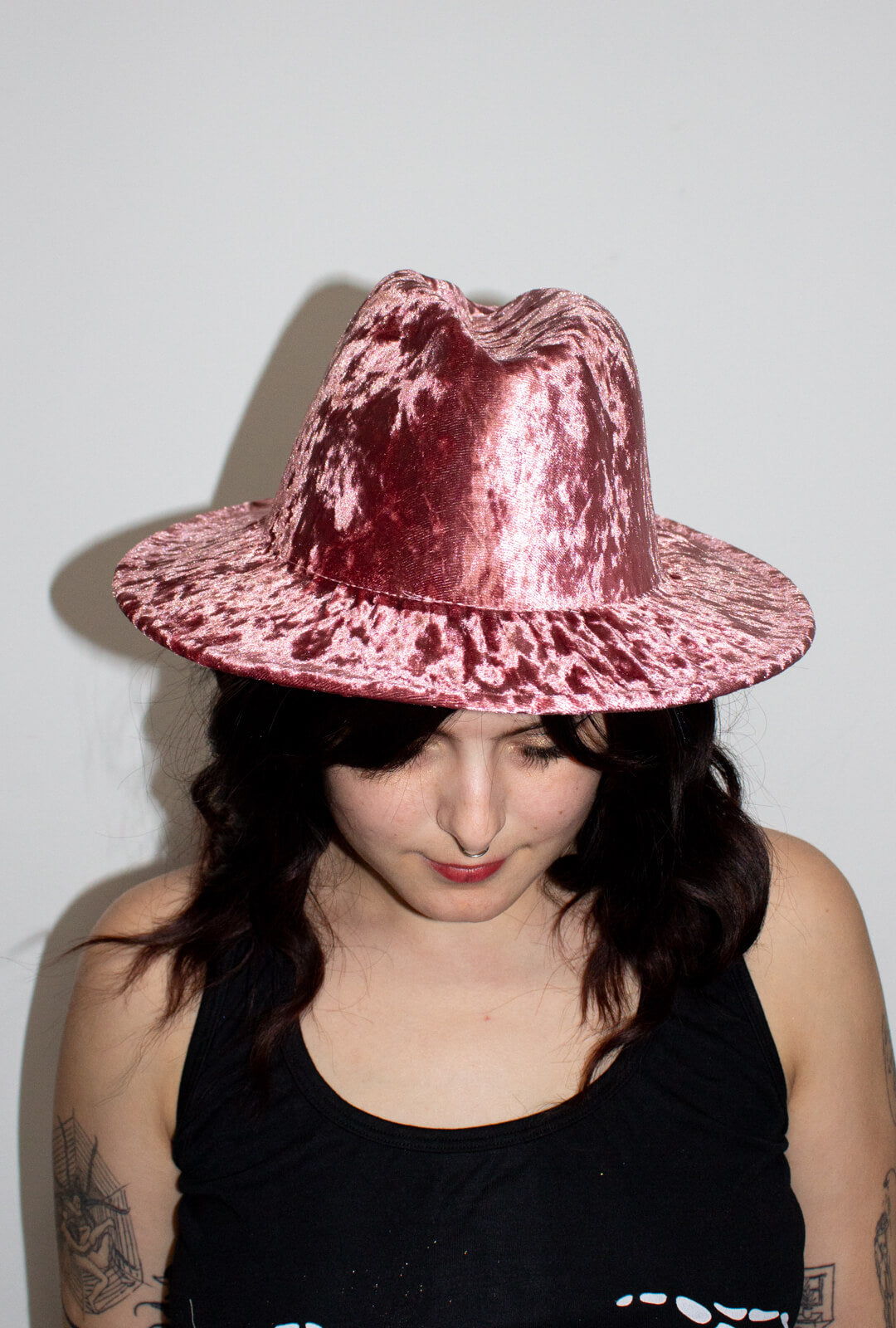 Pink Velvet Fedora Hat