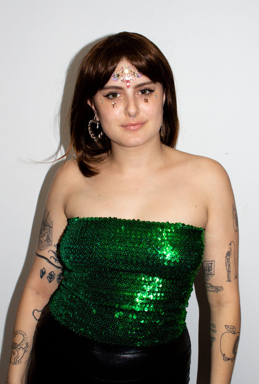 Green Sequin Tube Top