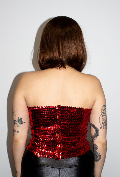 Red Sequin Tube Top