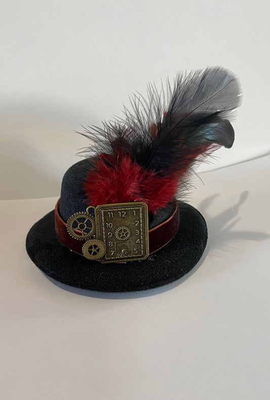 Steampunk Mini Hat Black Square Clock (P)