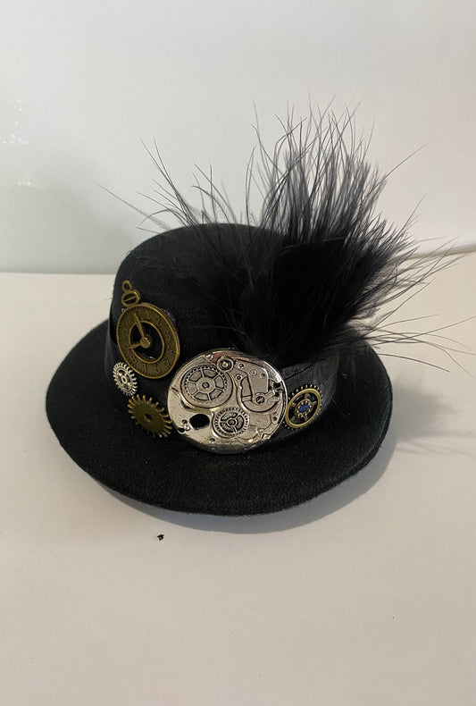 Steampunk Mini Hat Large Silver Cog (C)