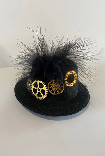 Steampunk Mini Hat with Gold Cogs (O)