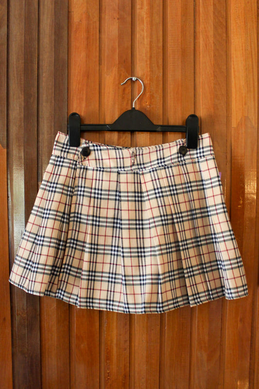 Adjustable Tan Plaid Skirt
