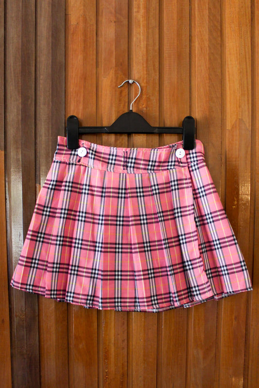 Adjustable Pink Plaid Skirt