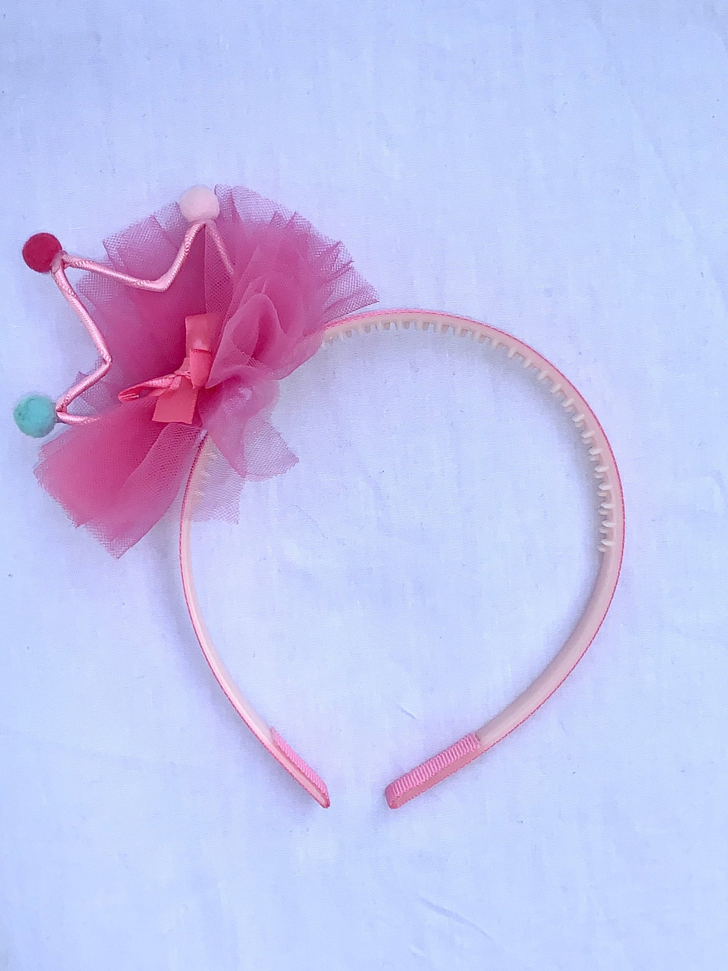 Pink Pompom Crown