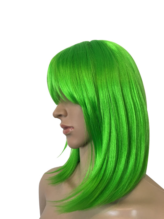 Deluxe Lime Green Bob Wig