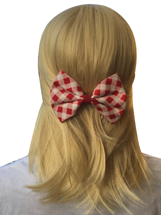 Red and White Checked Hair Bow