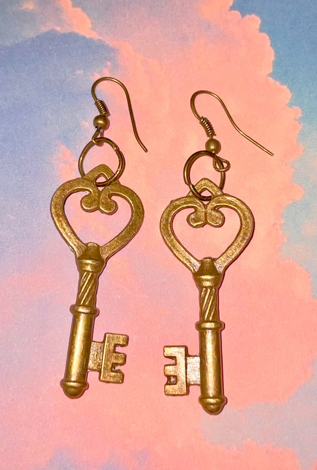 Brass Key Steampunk Earrings (O)