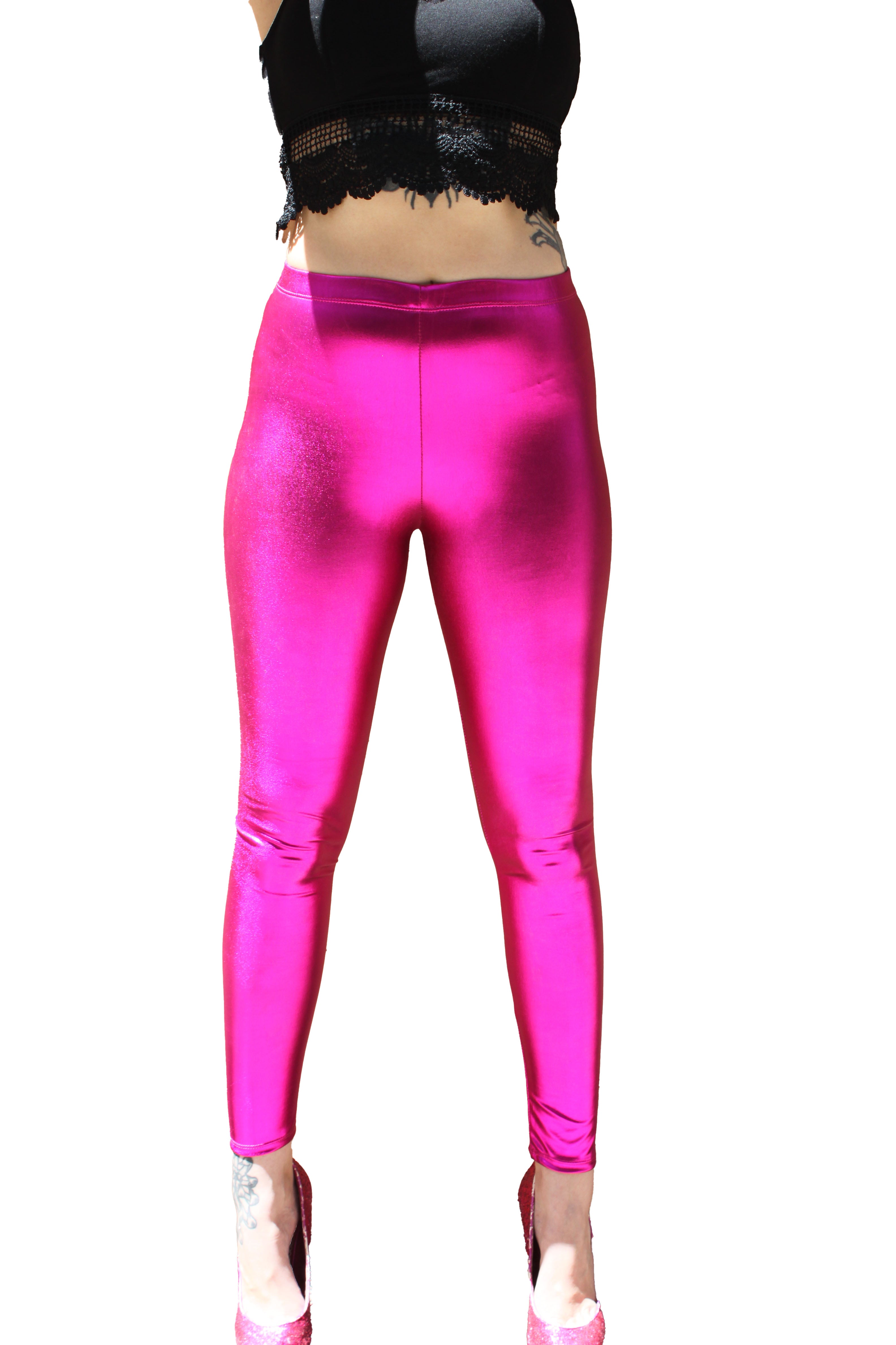 Shiny Glitters on Pink and Purple Metallic Background Leggings by Tees2go |  Society6