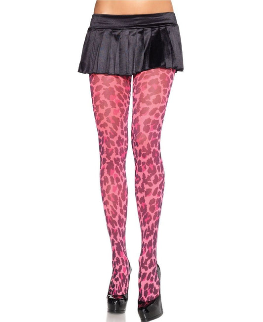 Neon Pink Leopard Print Tights