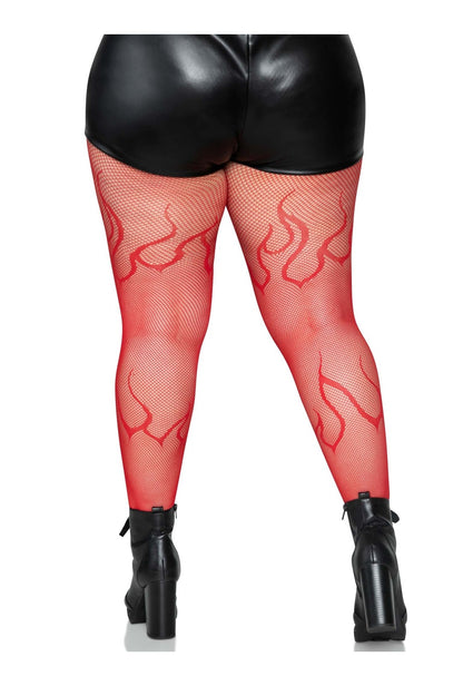 Plus Red Flame Fishnet Tights
