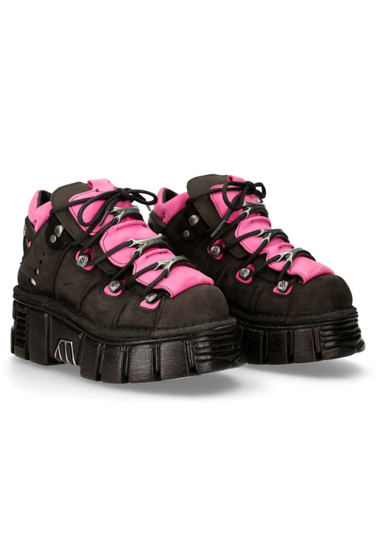 PRE-ORDER M-106-C26 New Rock Black & Pink Platform Shoes