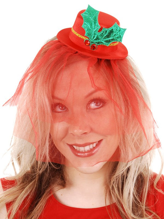 Christmas Mini Red Mistletoe Clip-On Hat