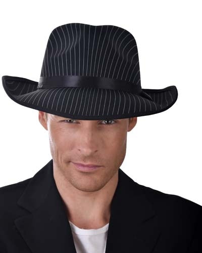 Gangster Deluxe Black and White Pinstripe Hat