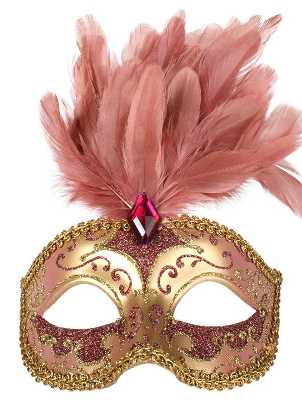Gold and Pink Deluxe Masquerade Mask