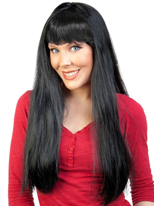 Black Long Wig with Bangs