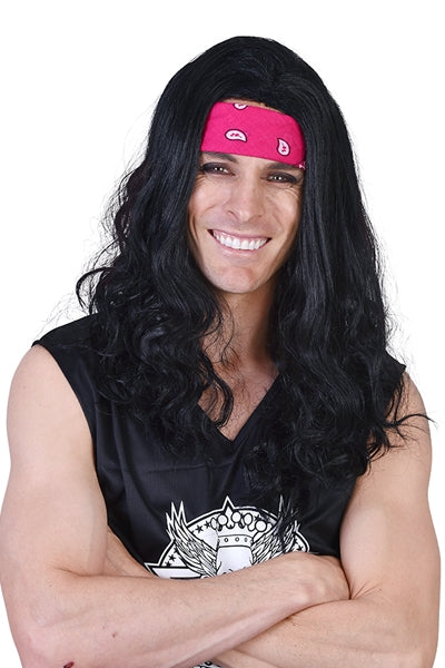 Ritchie Long Black Wig with Headband