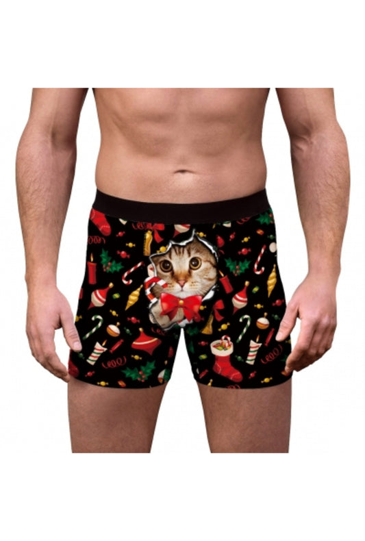 Black Christmas Cat Boxer Shorts