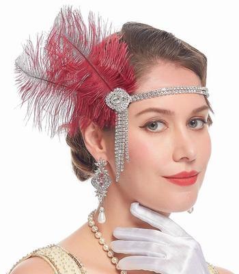 Rhinestone Feather Headband - Assorted