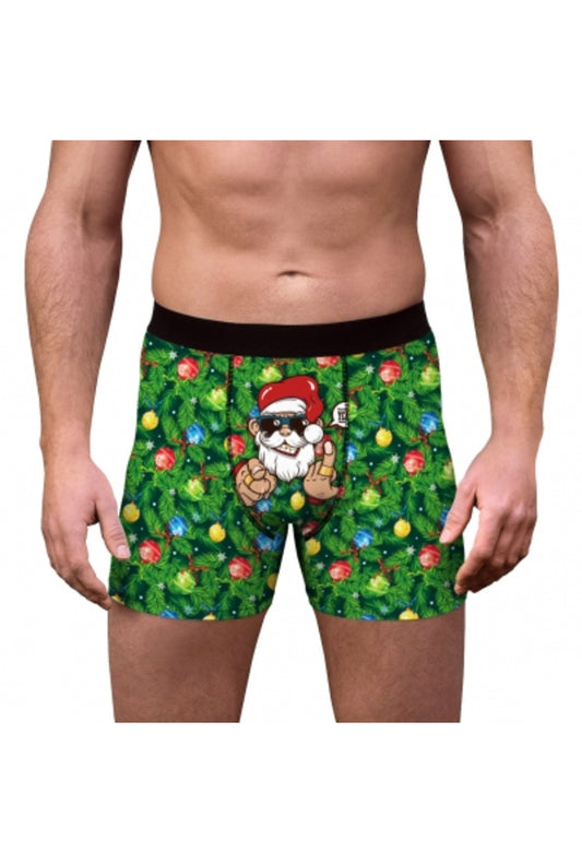 Green Christmas Santa Claus Boxer Shorts