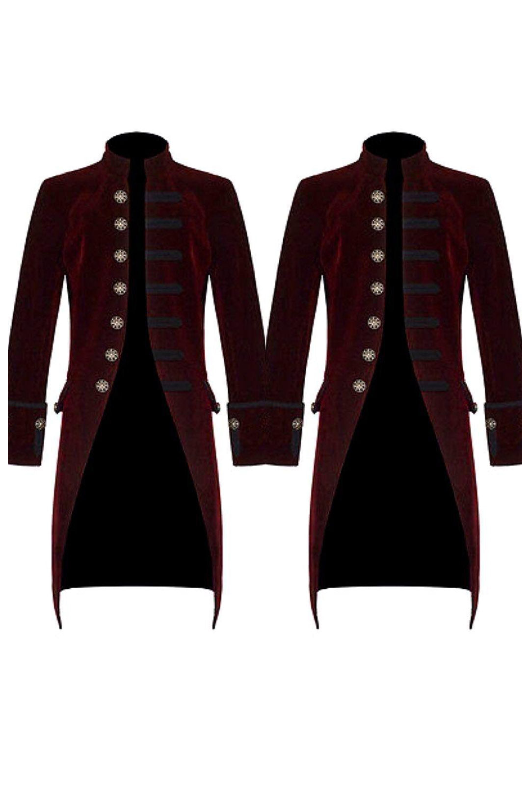Men's Red Velvet Steampunk Jacket