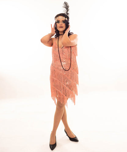 Great Gatsby Inspired Flapper Dress in Soft Peach