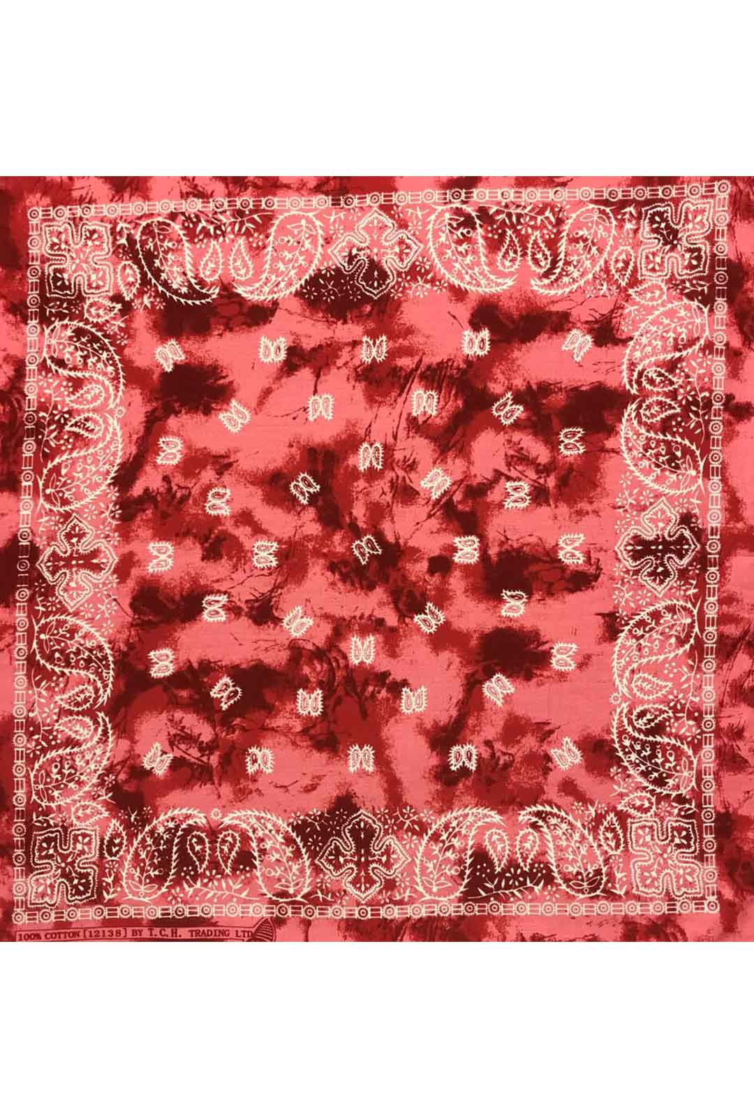 peach coloured tie dye andana with white paisley print overlay