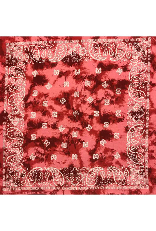 peach coloured tie dye andana with white paisley print overlay