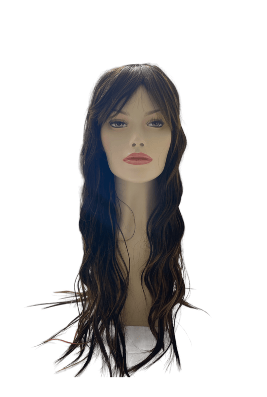 Dark Brown with Golden Highlights Long Loose Wave Wig