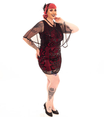 Classy Caped 1920's Dress in Red