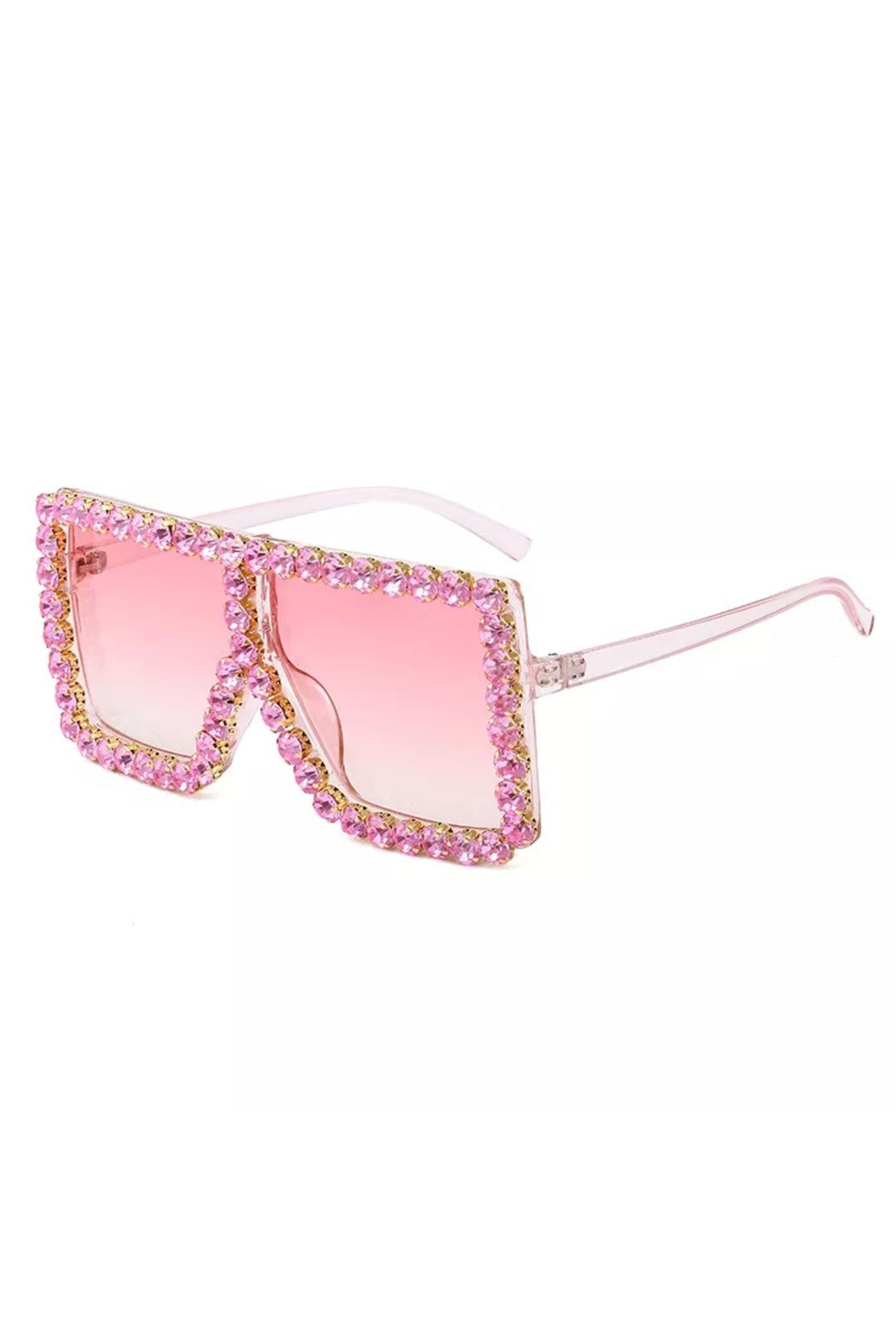 Fashion Pink Rhinestone Frame Glasses