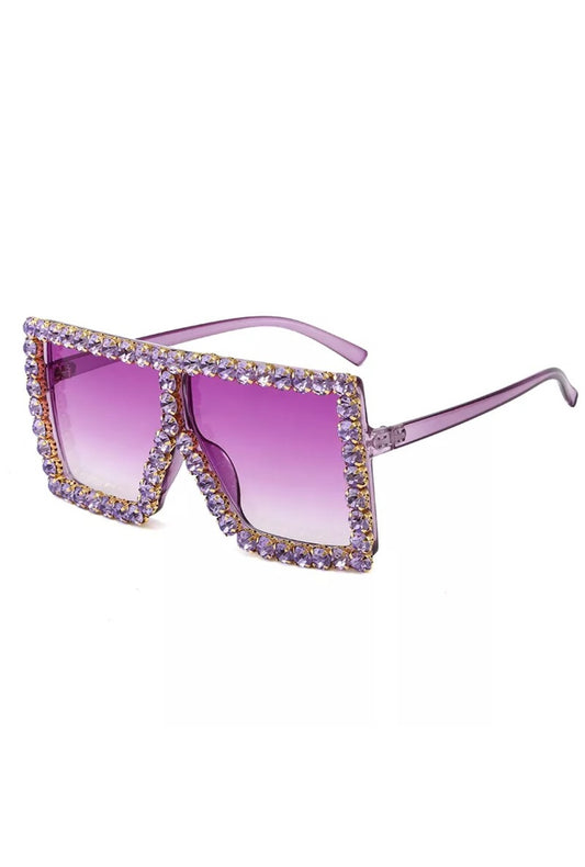 Fashion Purple Rhinestone Frame Glasses