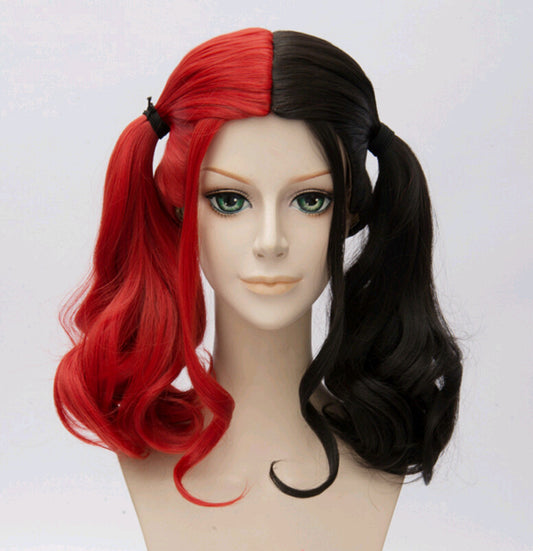 Deluxe Black & Red Harley Quinn Wig