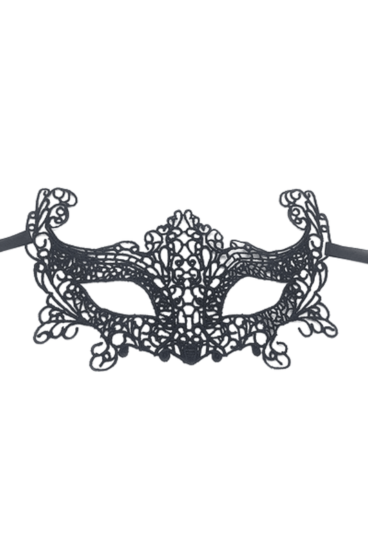 Wide Black Lace Masquerade Mask