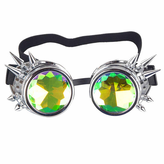 Silver Spiked Kaleidoscope Steampunk Goggles