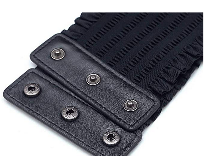 Ruffled elastic corset belt black
