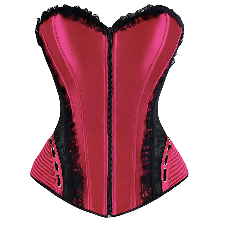 Berry Red Zip and Hip Detail Corset