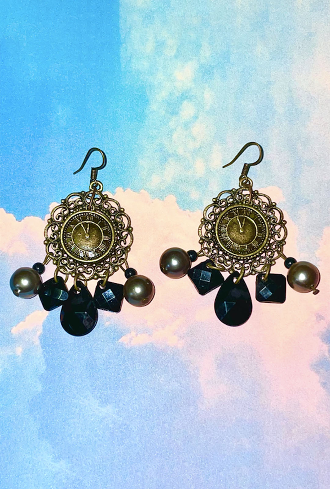 Steampunk Filigree Clock Earrings (H)