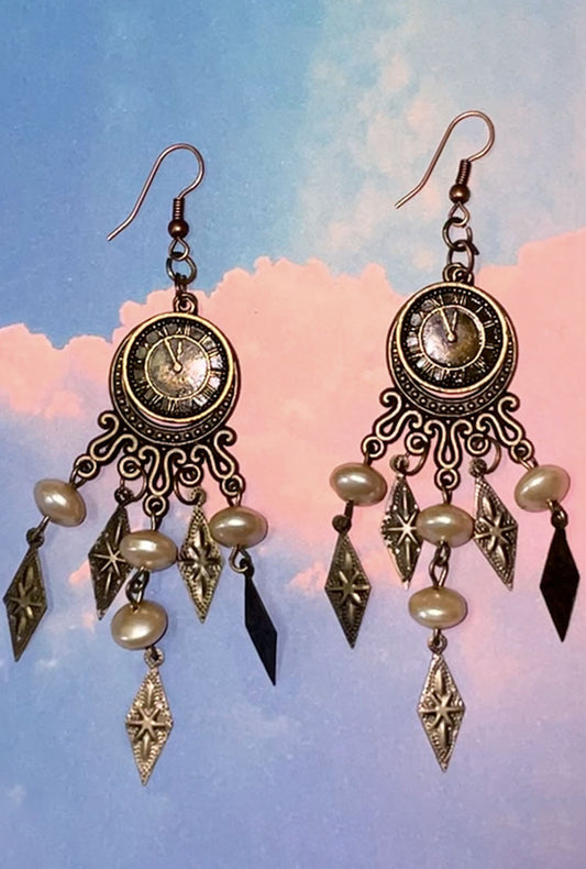 Steampunk Pearl Chandelier Earrings (F)