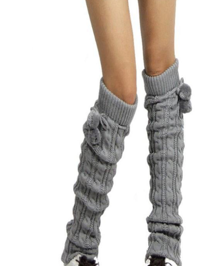 Knit Leg Warmers with Pom Poms