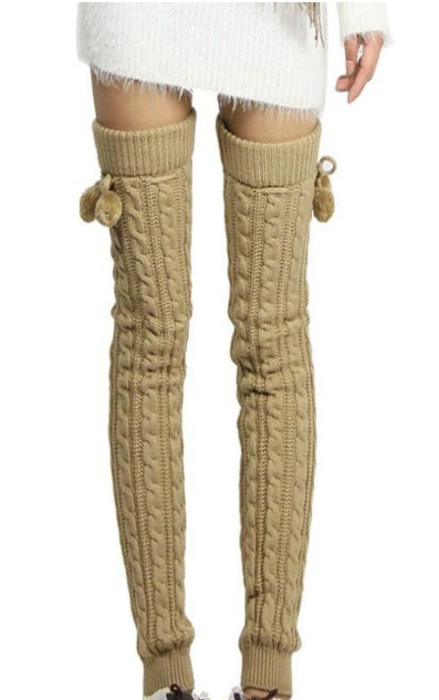 Knit Leg Warmers with Pom Poms