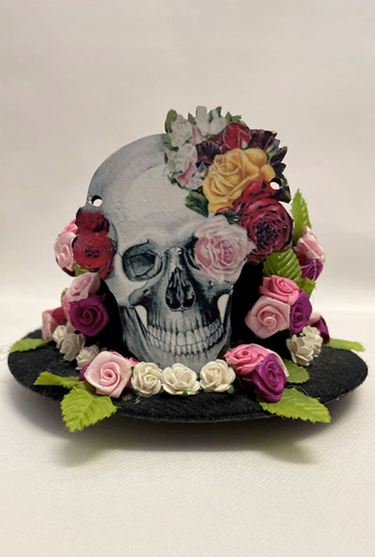 Mini Steampunk Hat with Skull & Roses (H)