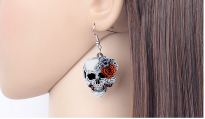 Floral Skull Earrings