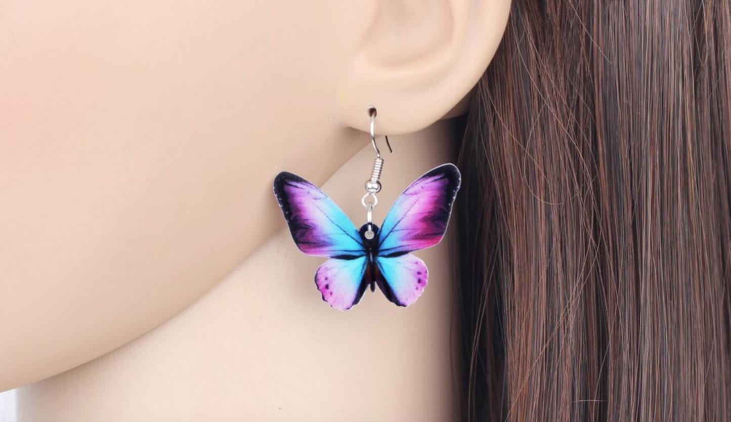 Purple & Blue Butterfly Earrings