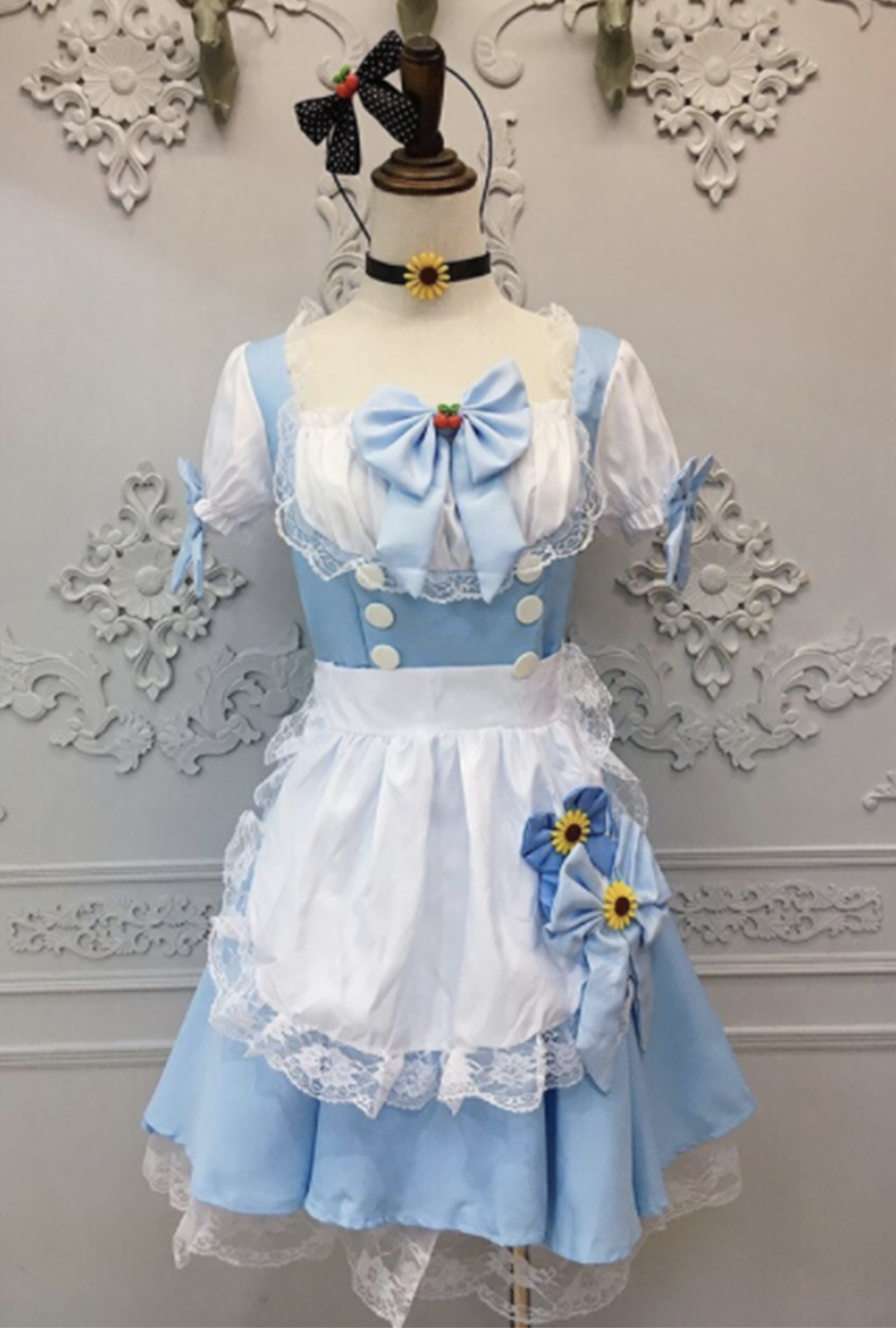 Blue Lolita Flower Maid Costume