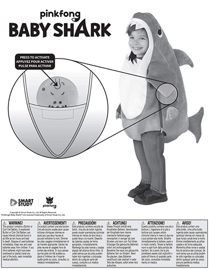 Kids Yellow Baby Shark Costume