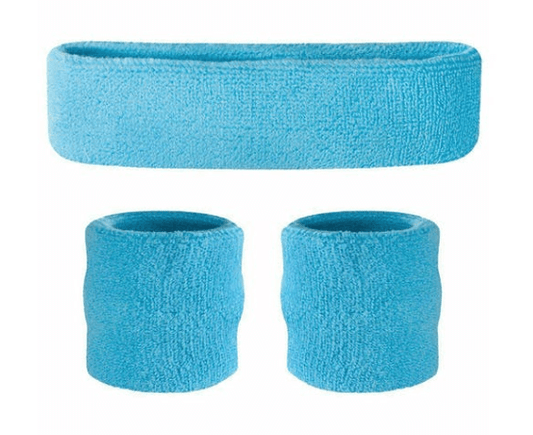 Neon Blue Sweatband Set