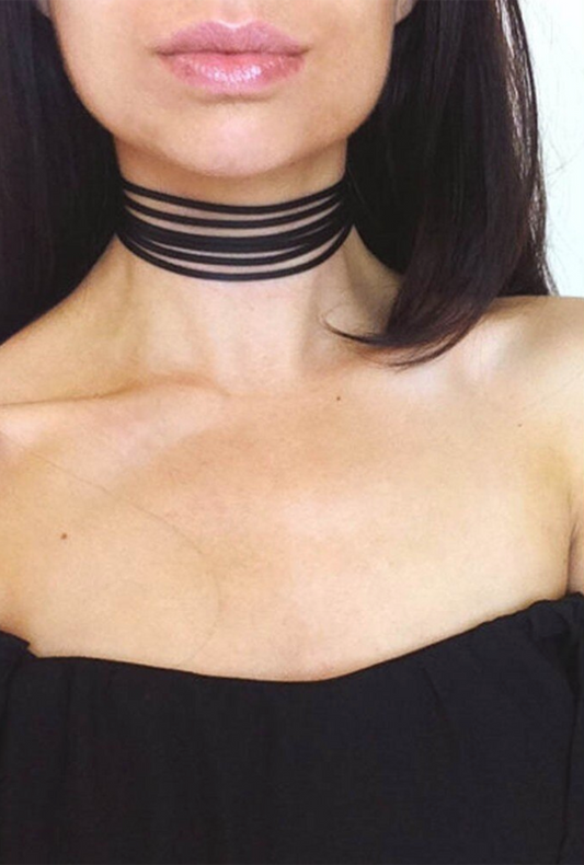 Black Multi-Cord Choker Necklace