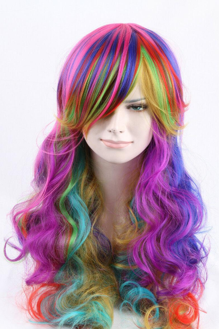 Rainbow Curly Deluxe Wig